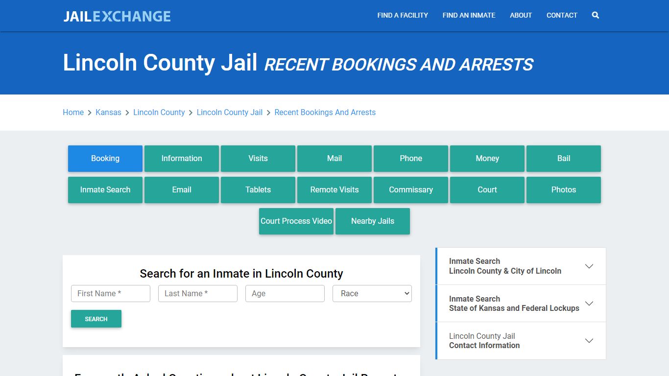 Lincoln County Jail KS Recent Arrests and Bookings - Jail Exchange