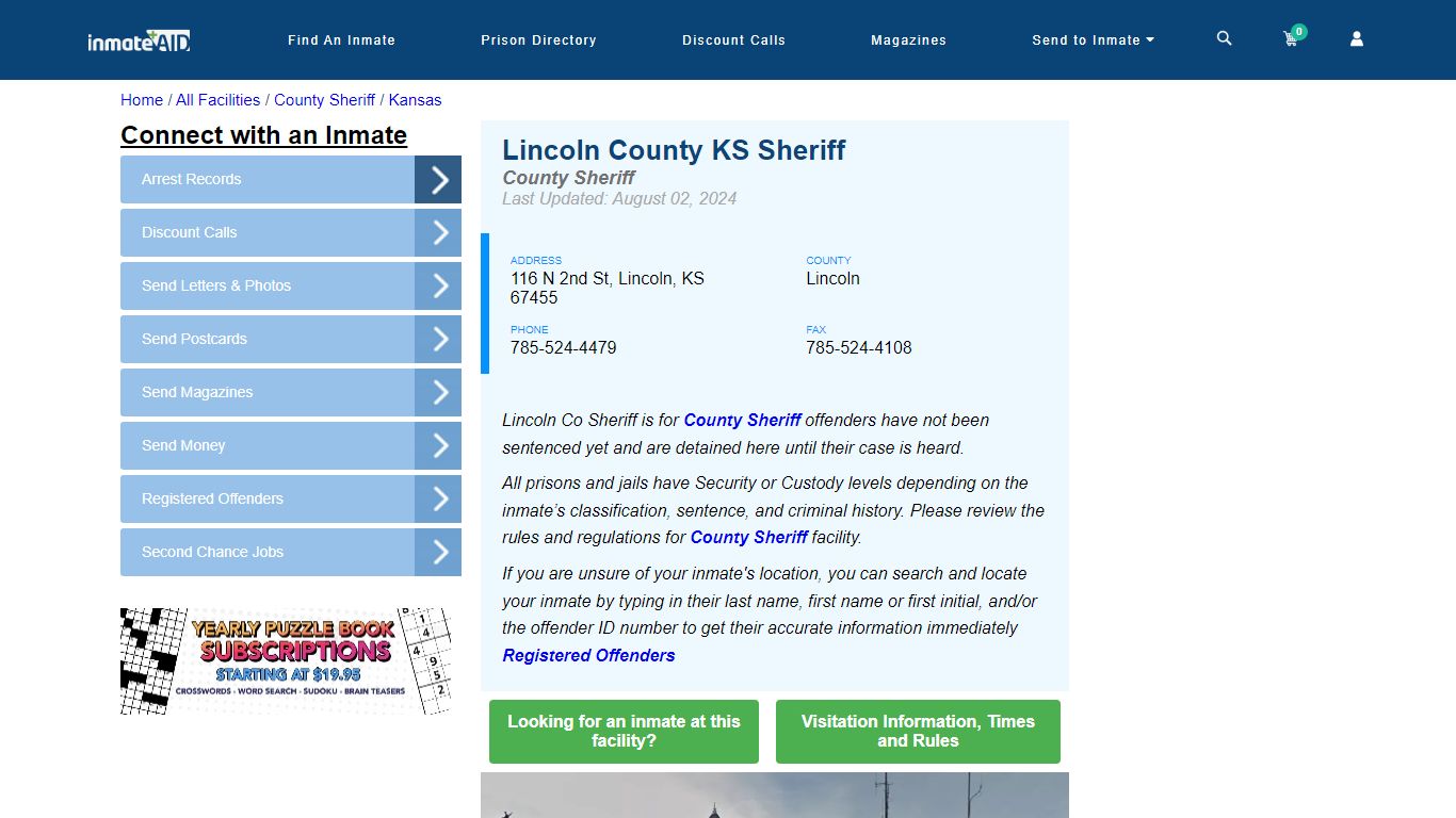 Lincoln County KS Sheriff & Arrest Search - InmateAid